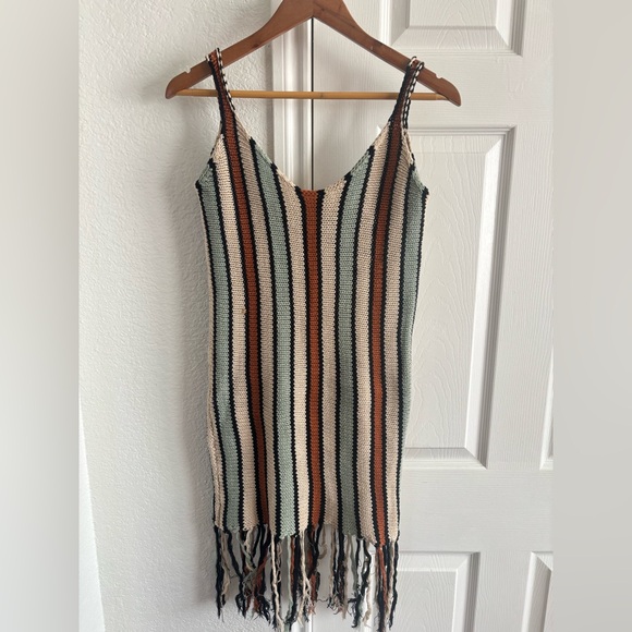 Jenn Lee Striped Fringe Beach  Knit Dress Size M/L - Picture 5 of 5